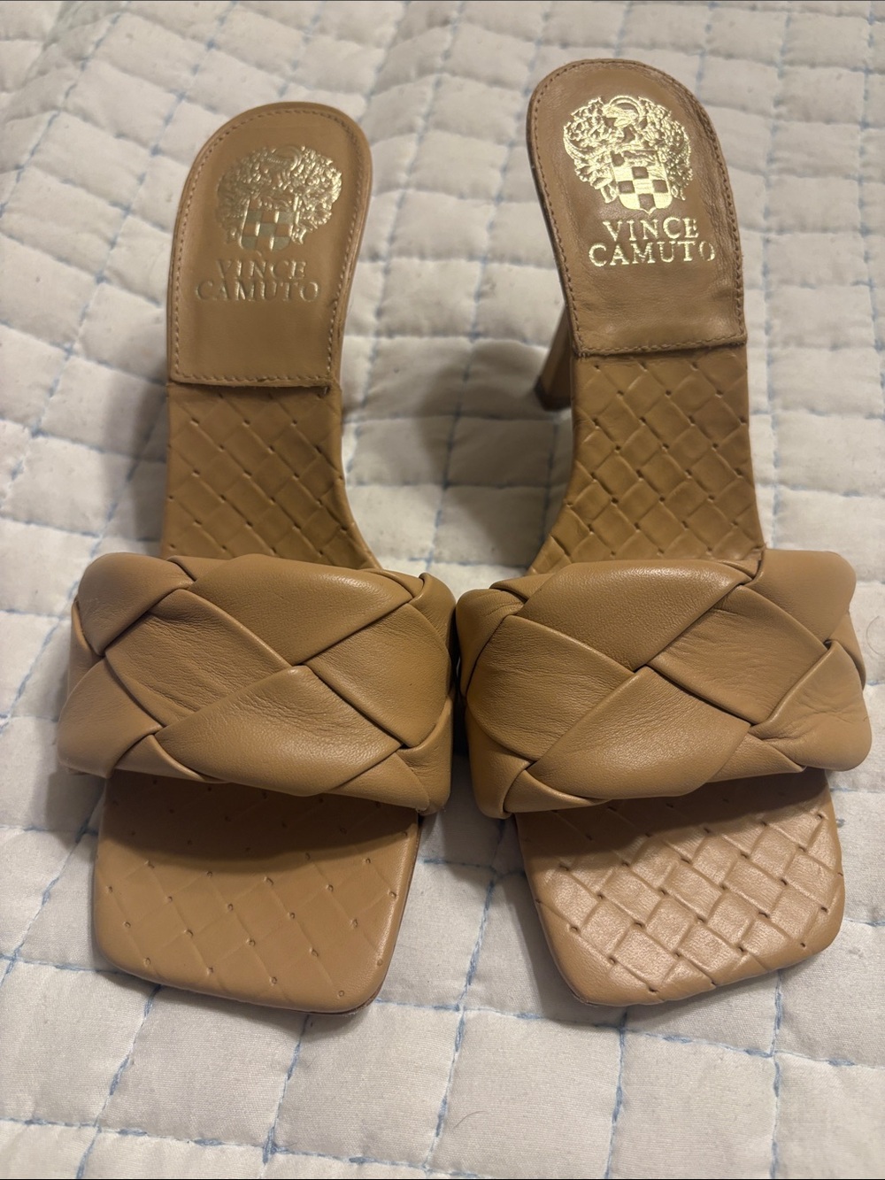 Vince Camuto Braided Tan Slide Heels. Never been worn but I dont have the box